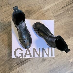 Ganni Sleek Black Leather Booties